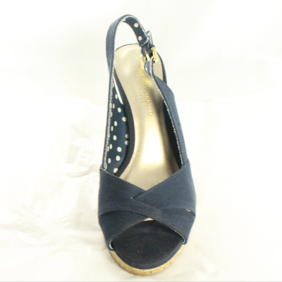 CHRISTIAN SIRIANO Canvas Slingback Peep Toe Heels - Picture 2 of 8